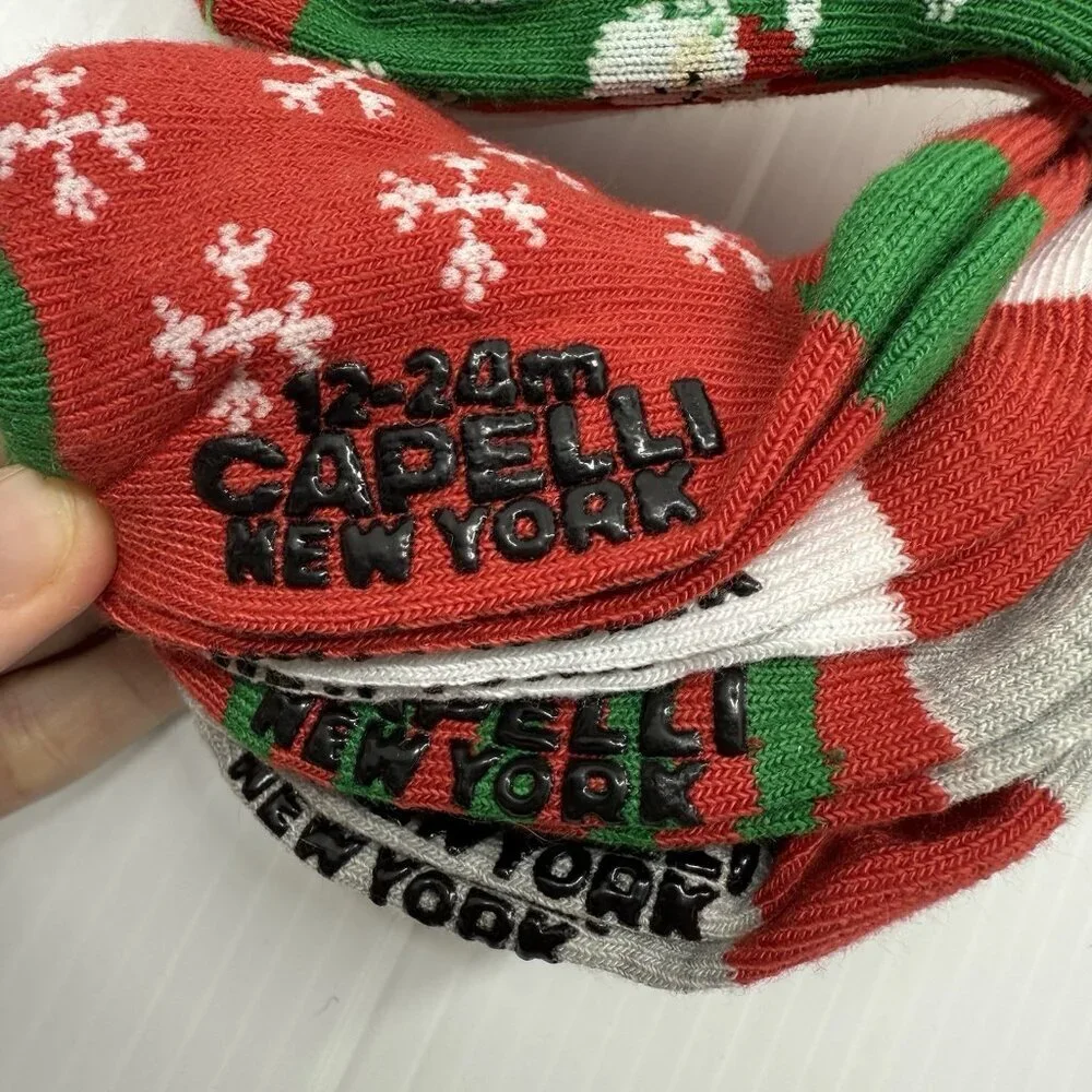 Capelli New York Infant Garterized Polyester Blend Christmas Holiday Socks NWT